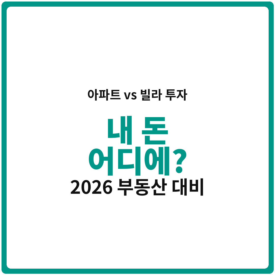 2026년 부동산 시장: 아파트 vs 빌라, 내 돈 어디에 묻어야 할까? (내 월급으로 실험해봤습니다 실화임)